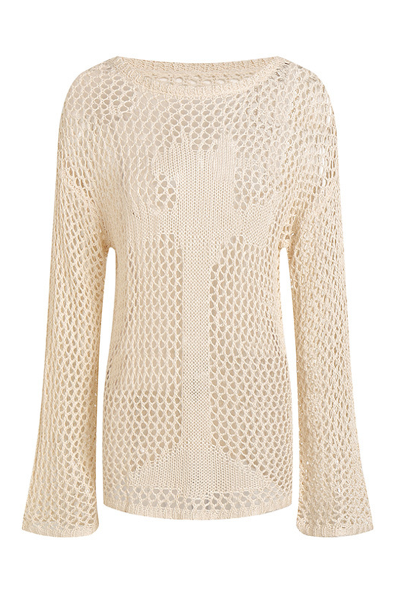Color Hollow Out O Neck Sweaters(5 Colors)