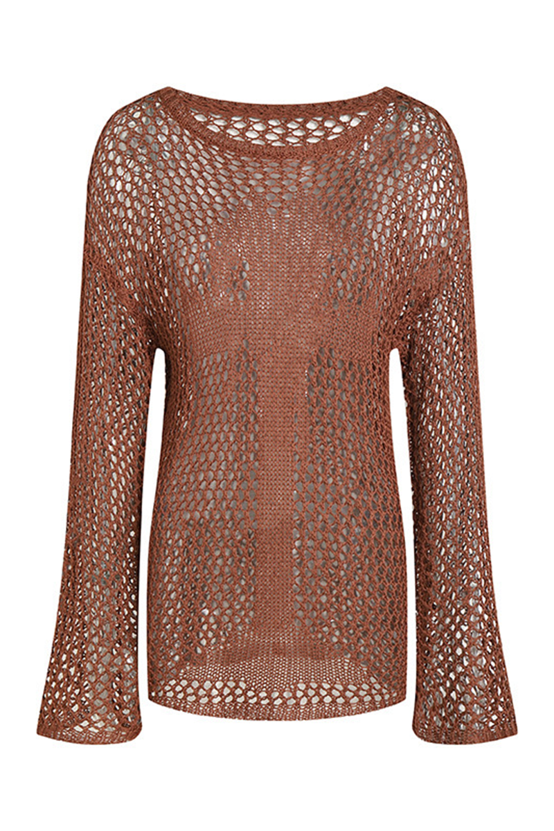 Color Hollow Out O Neck Sweaters(5 Colors)