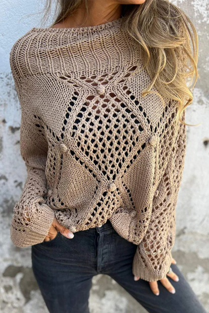 Hook Flower Hollow Out O Neck Sweaters(5 Colors)