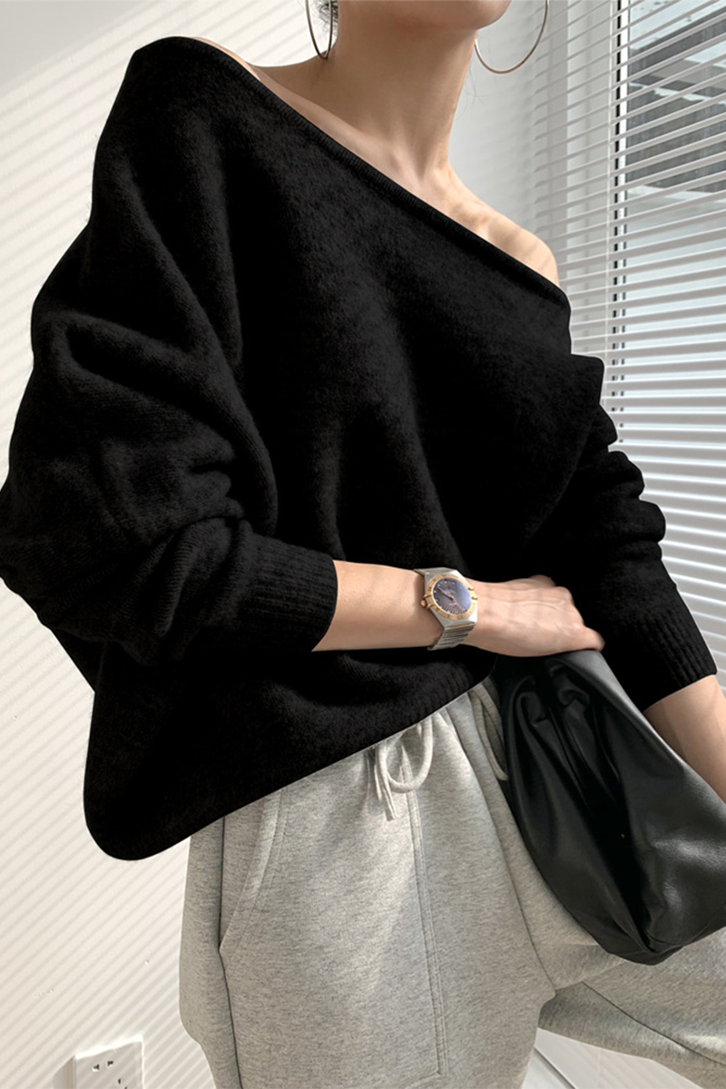 Irregular Oblique Collar Sweaters(3 Colors)