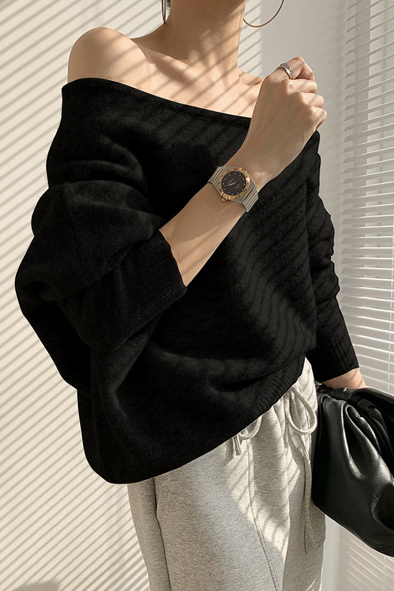 Irregular Oblique Collar Sweaters(3 Colors)