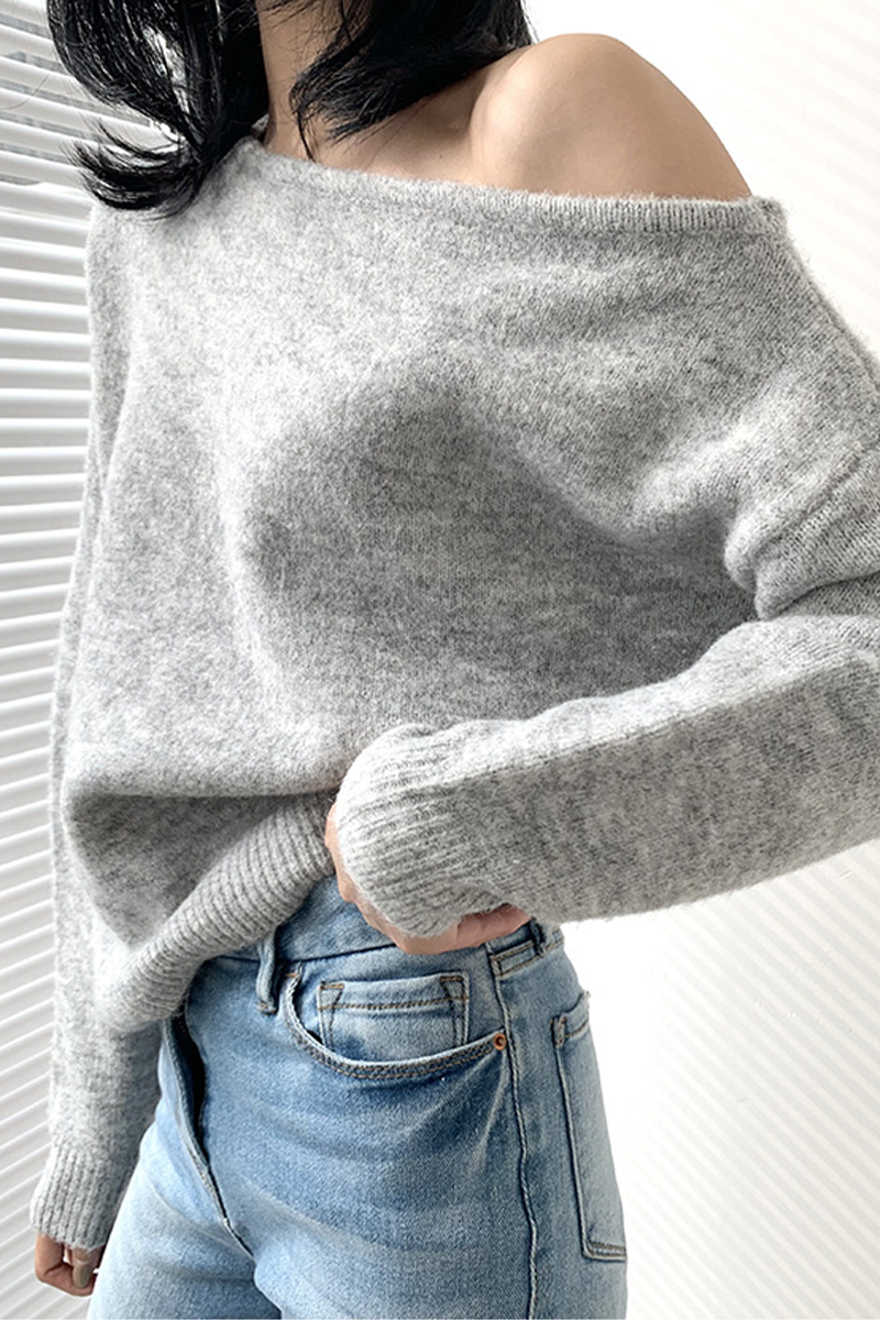 Irregular Oblique Collar Sweaters(3 Colors)