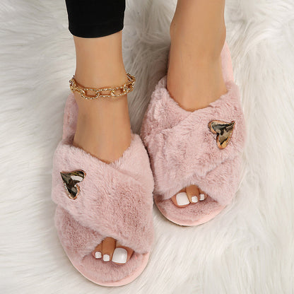 Patchwork Heart-shaped Round Comfortable Shoes