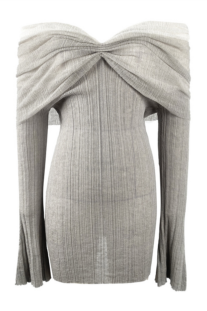 See-through Ruched Off Shoulder Wrapped Skirt Dresses
