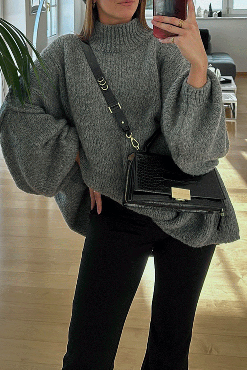 Daily Patchwork Weave Half a Turtleneck Sweaters(5 Colors)