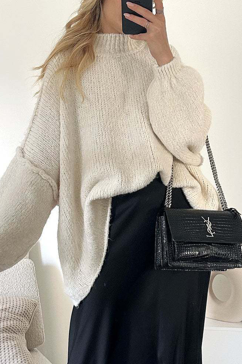 Daily Patchwork Weave Half a Turtleneck Sweaters(5 Colors)