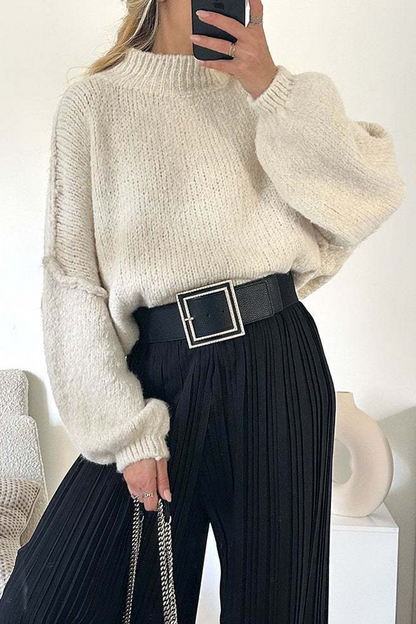 Daily Patchwork Weave Half a Turtleneck Sweaters(5 Colors)