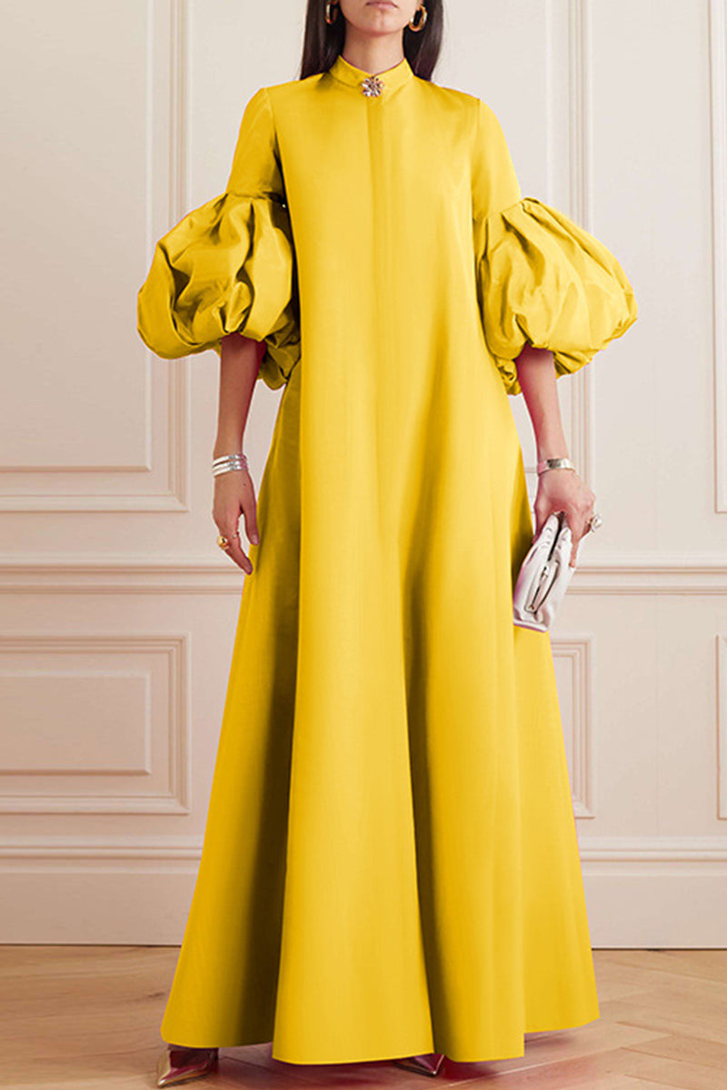 Basic Mandarin Collar Long Dresses(4 Colors)