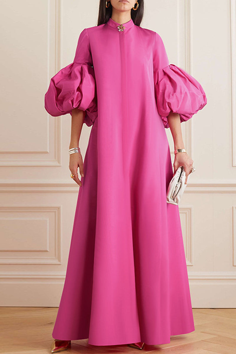 Basic Mandarin Collar Long Dresses(4 Colors)