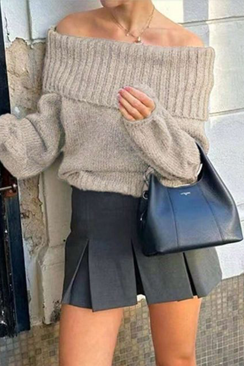 Color Weave Off Shoulder Sweaters