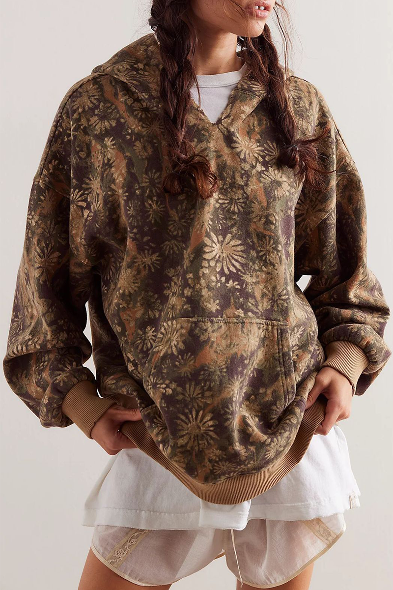 Street Flowers Snakeskin Print Leopard Pocket Hoodies(5 Colors)