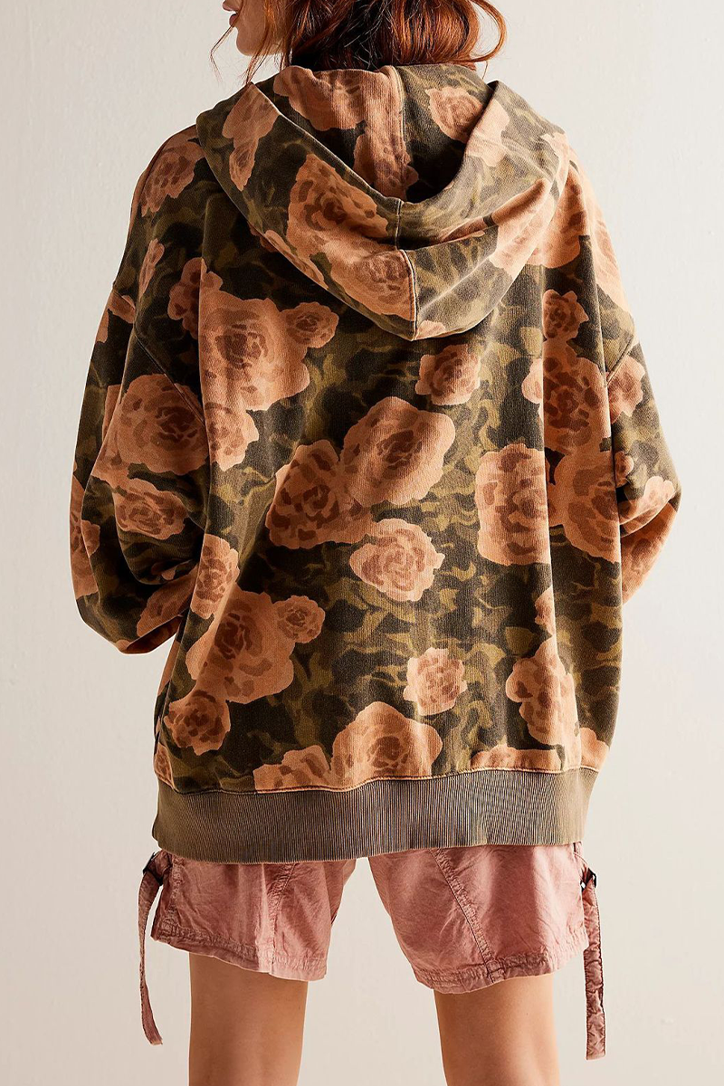 Street Flowers Snakeskin Print Leopard Pocket Hoodies(5 Colors)