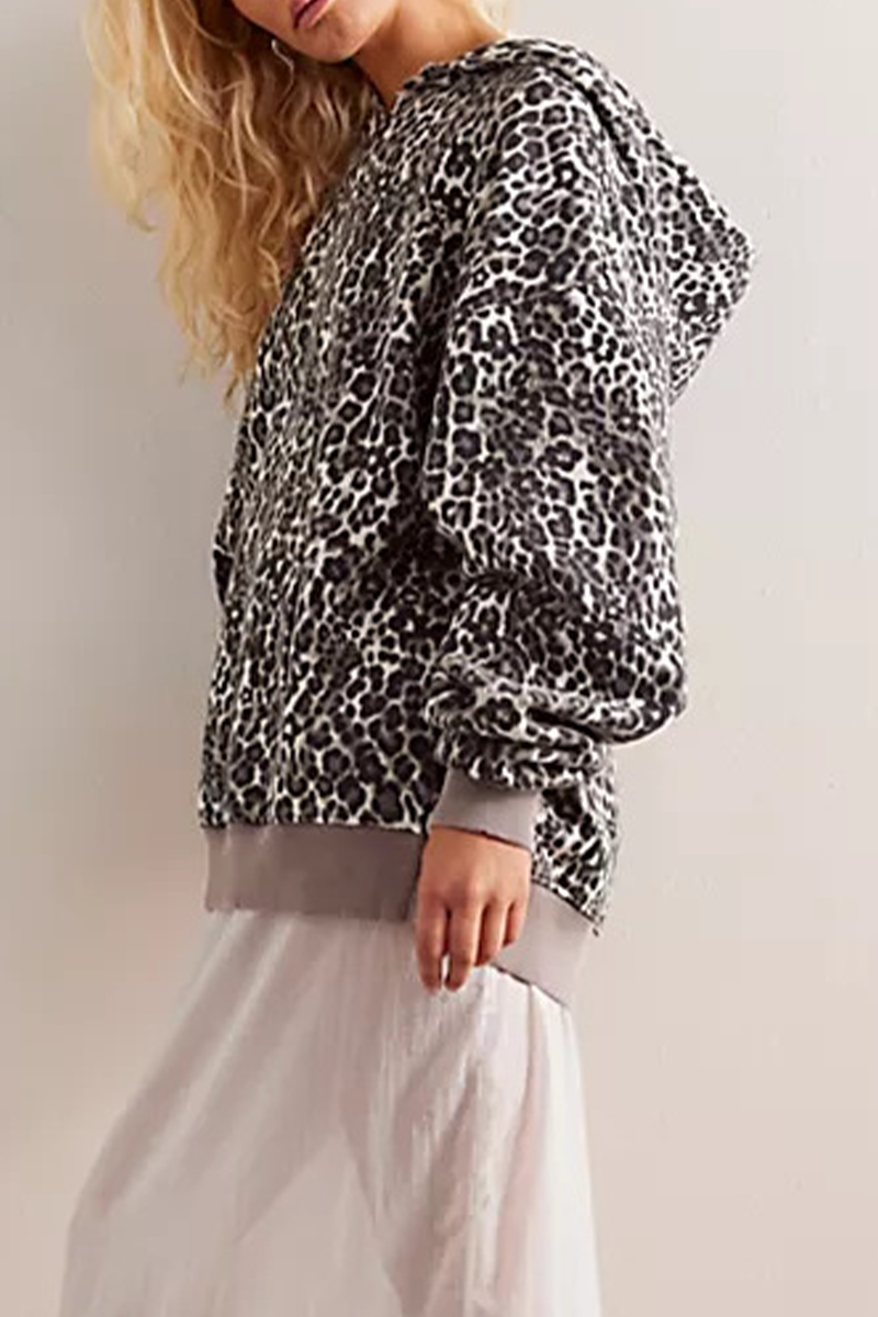 Street Flowers Snakeskin Print Leopard Pocket Hoodies(5 Colors)