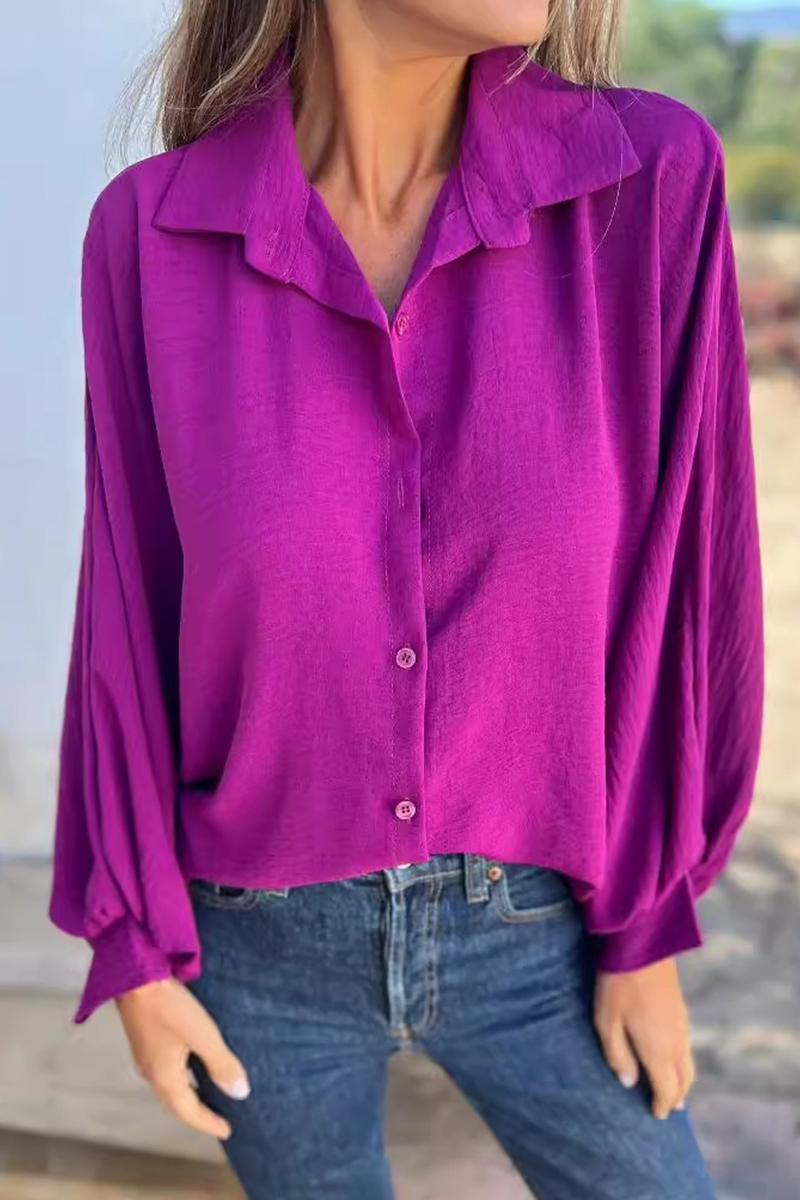 Daily Buttons Turndown Collar Blouses(5 Colors)