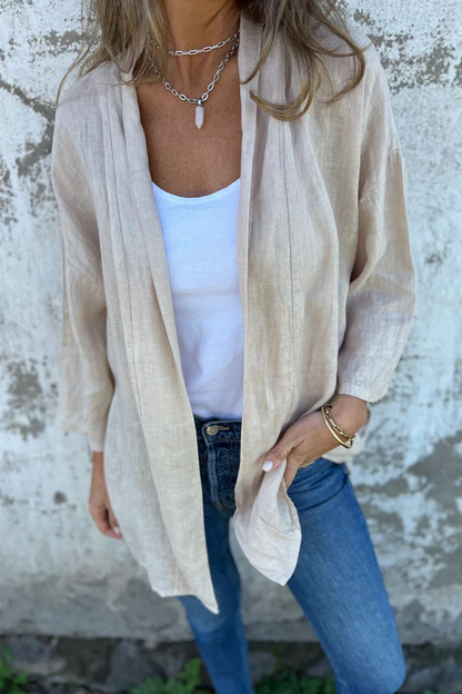 Daily Ruched Cardigan Collar Outerwear(7 Colors)