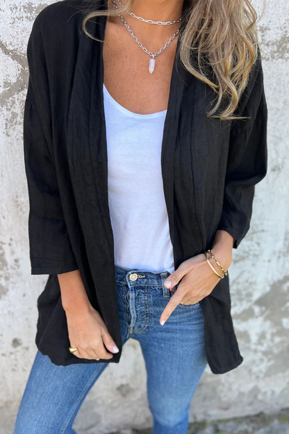 Daily Ruched Cardigan Collar Outerwear(7 Colors)
