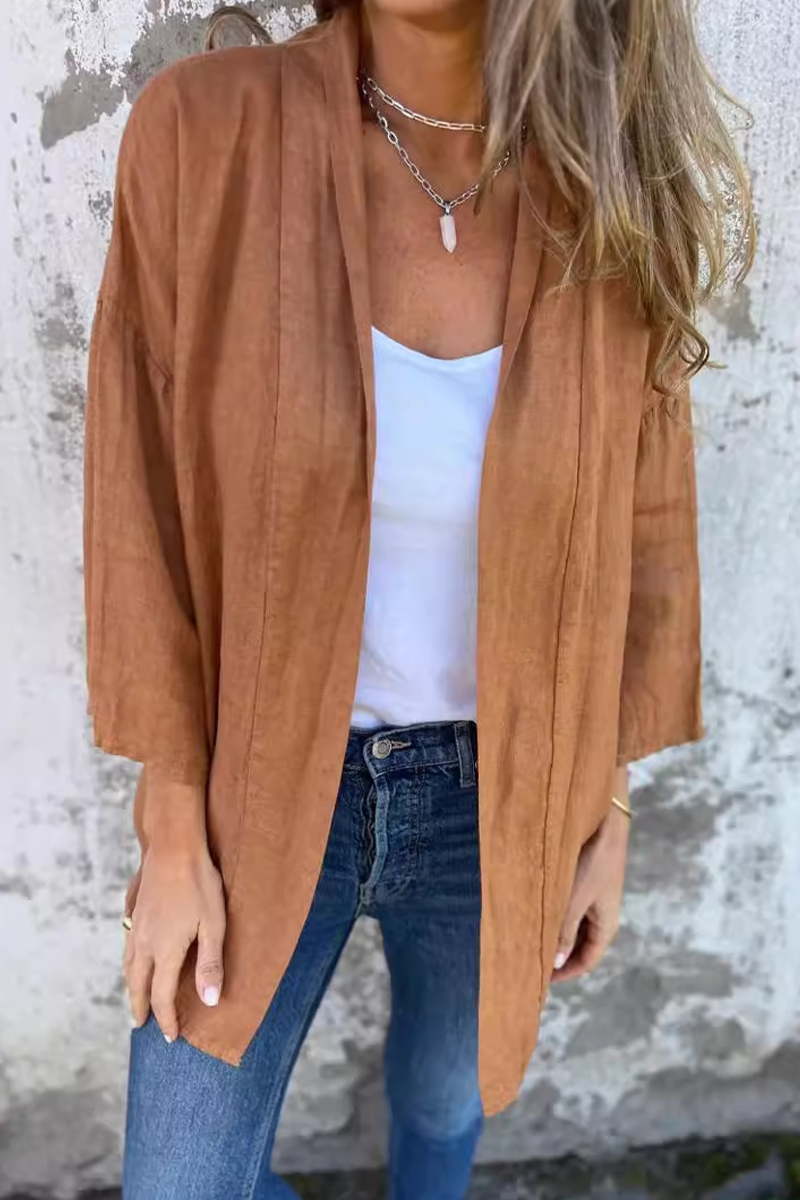 Daily Ruched Cardigan Collar Outerwear(7 Colors)
