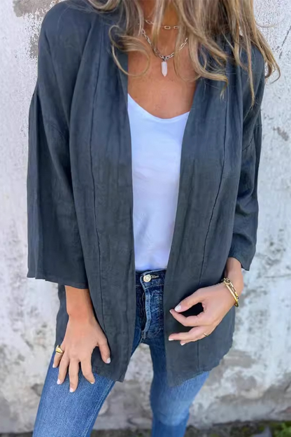 Daily Ruched Cardigan Collar Outerwear(7 Colors)
