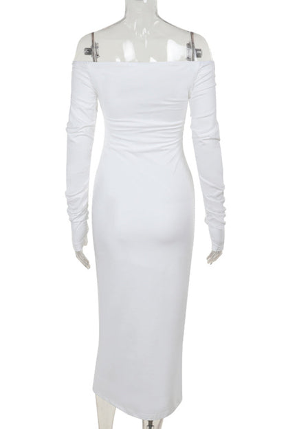 Patchwork Backless Ruched Deep V Neck Wrapped Skirt Dresses