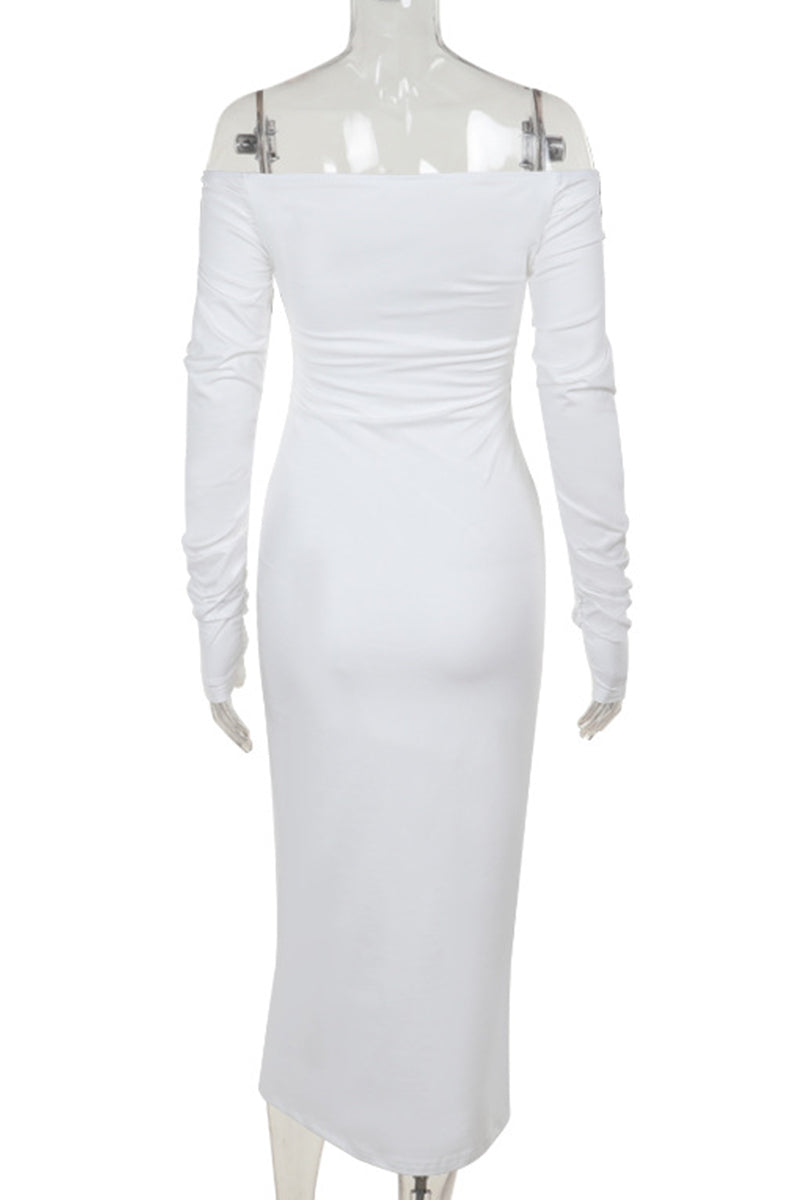 Patchwork Backless Ruched Deep V Neck Wrapped Skirt Dresses