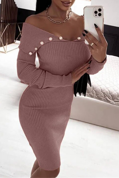 Street Pearls Decor Off Shoulder Wrapped Skirt Dresses(4 Colors)