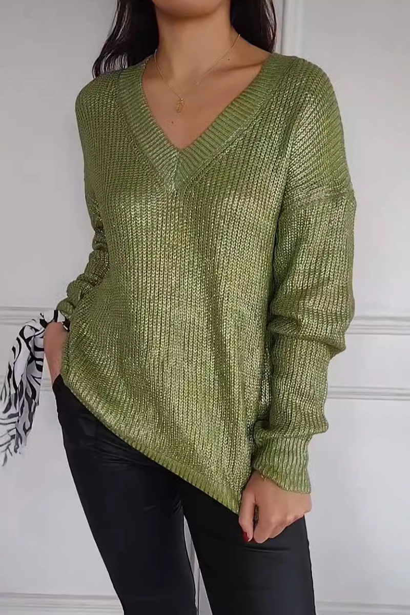Daily Patchwork V Neck Sweaters(5 Colors)