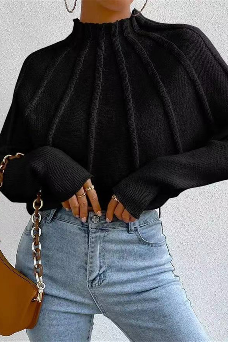Daily Patchwork Weave Half a Turtleneck Sweaters (3 Colors)
