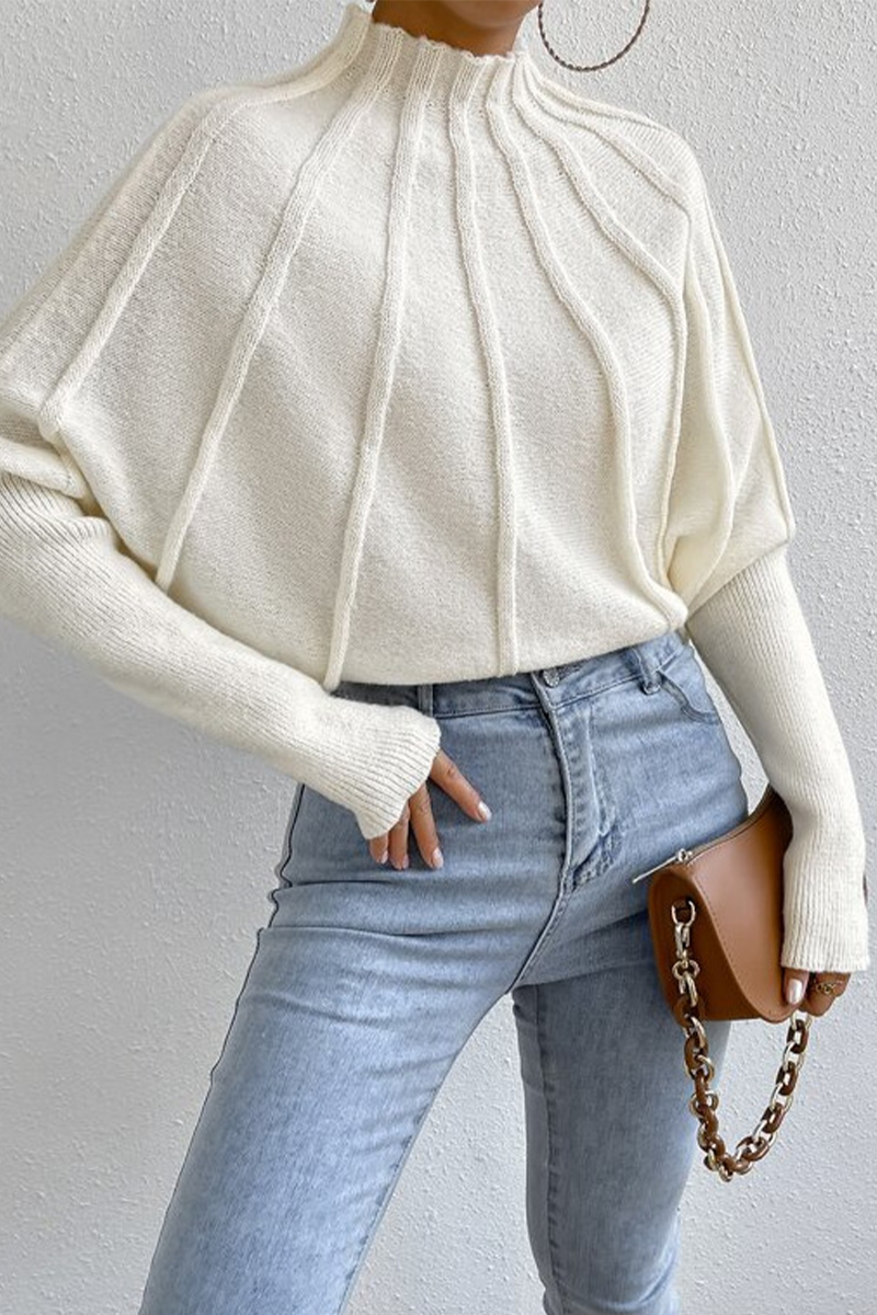 Daily Patchwork Weave Half a Turtleneck Sweaters (3 Colors)
