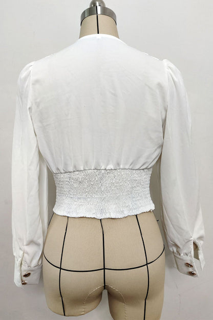 Daily Buttons V Neck Blouses(3 Colors)