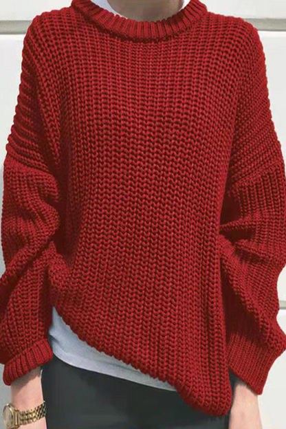 Daily Color Weave O Neck Sweaters(7 Colors)