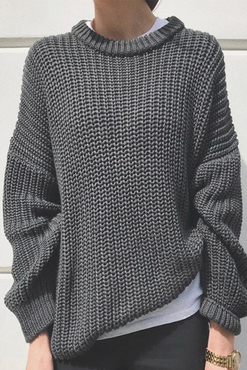 Daily Color Weave O Neck Sweaters(7 Colors)