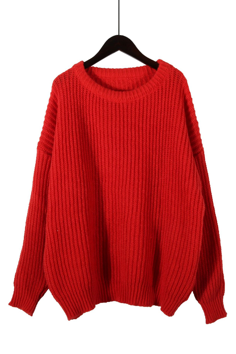 Daily Color Weave O Neck Sweaters(7 Colors)
