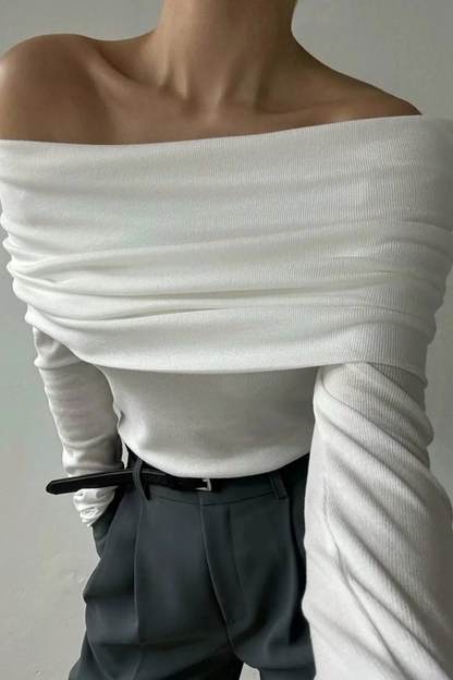Ruched Off Shoulder Sweaters(5 Colors)