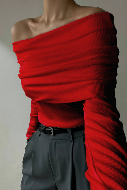 Ruched Off Shoulder Sweaters(5 Colors)