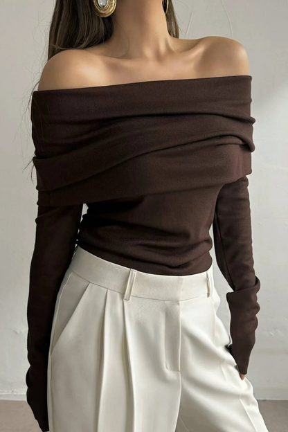Ruched Off Shoulder Sweaters(5 Colors)