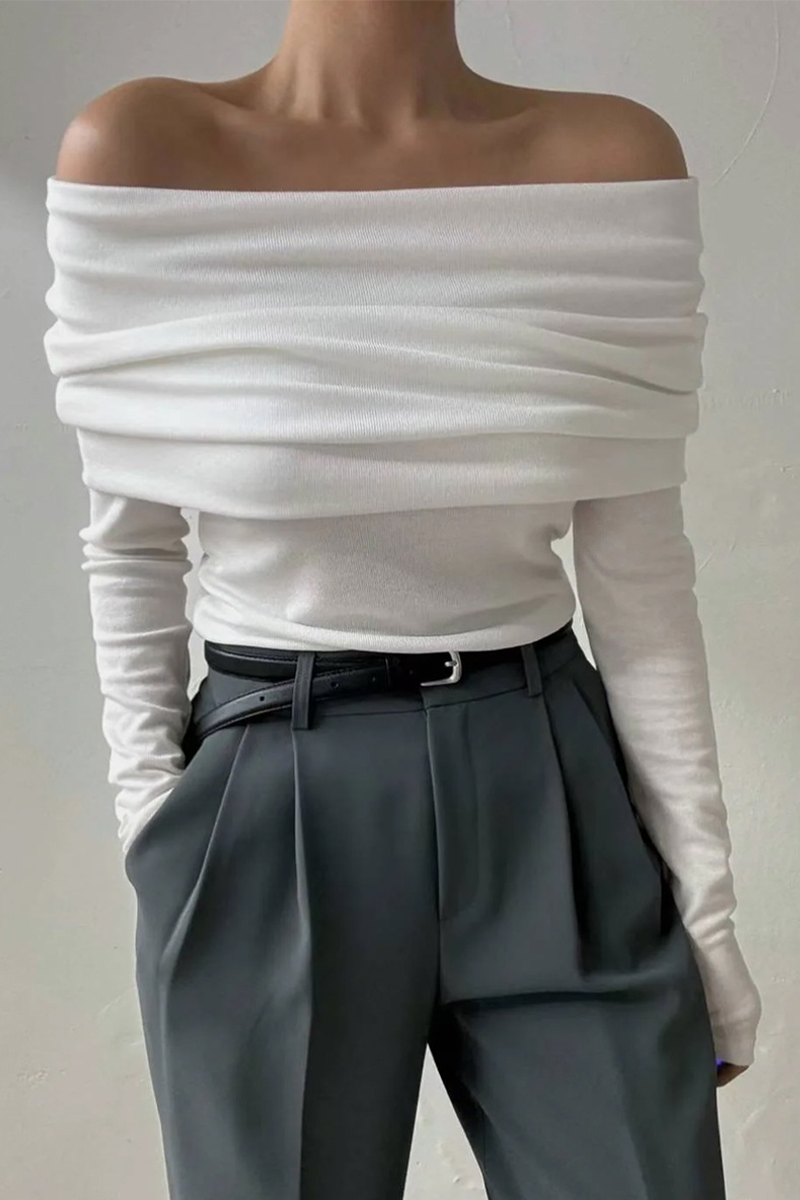 Ruched Off Shoulder Sweaters(5 Colors)