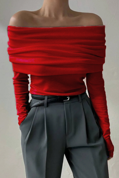 Ruched Off Shoulder Sweaters(5 Colors)