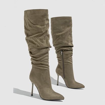 Daily Zipper Pointed Shoes (heel Height 4.13in)