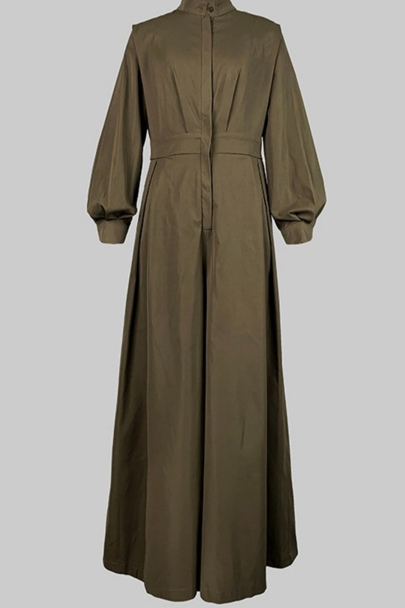 Buttons Mandarin Collar Regular Jumpsuits (without Belt)