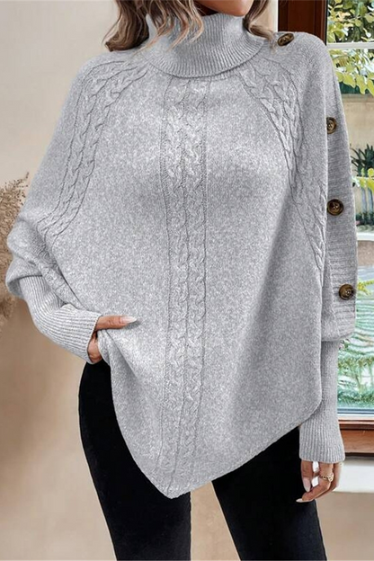 Buttons Weave Turtleneck Sweaters(3 Colors)