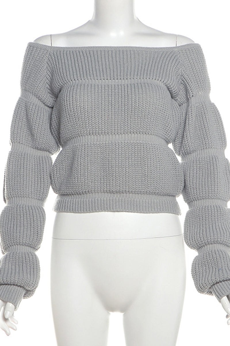 Color Patchwork Off Shoulder Topssweaters
