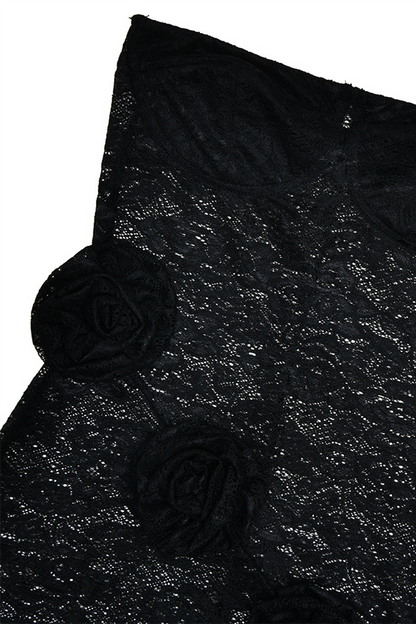 Lace Flower Shape Strapless Long Dresses