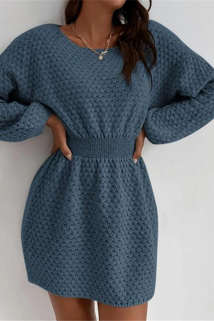 Hook Flower O Neck Waist Skirt Dresses