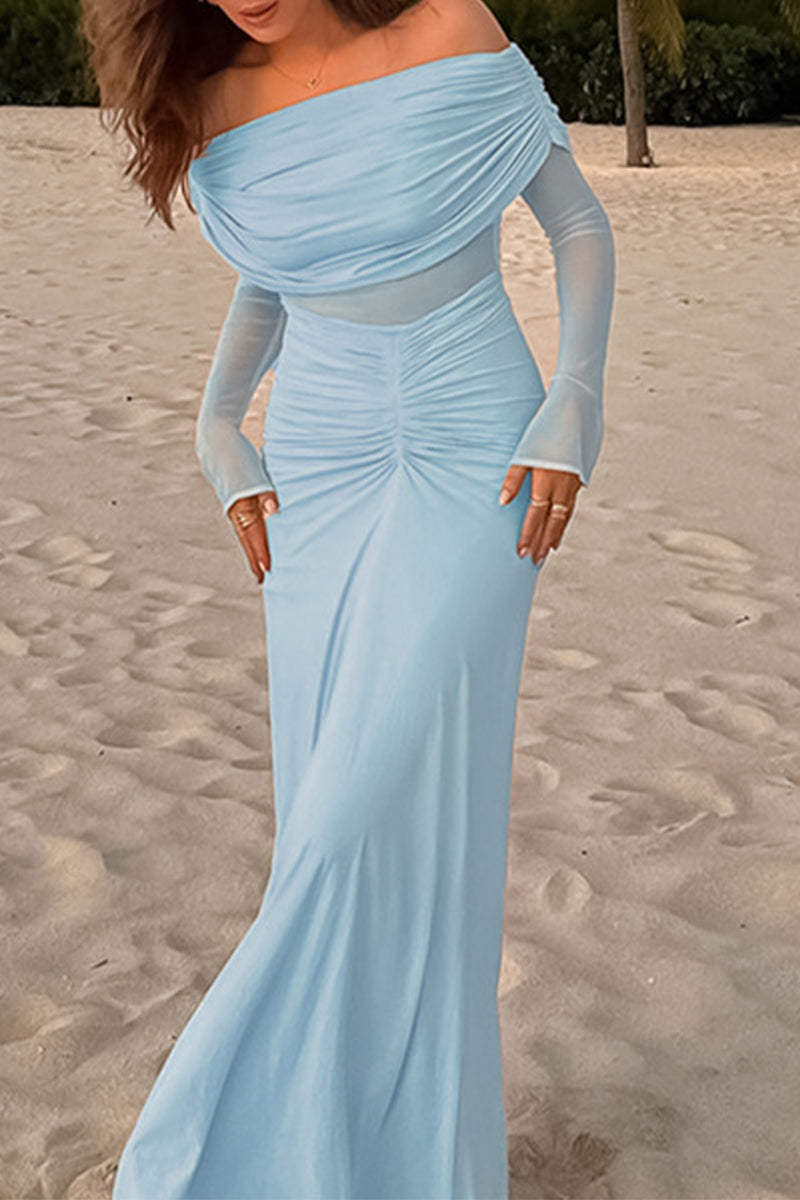 Ruched Off Shoulder One Step Skirt Dresses