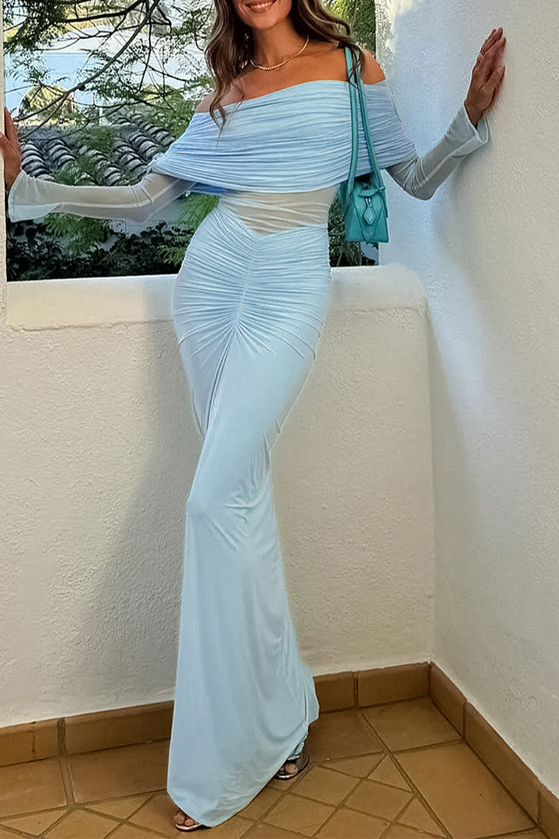 Ruched Off Shoulder One Step Skirt Dresses