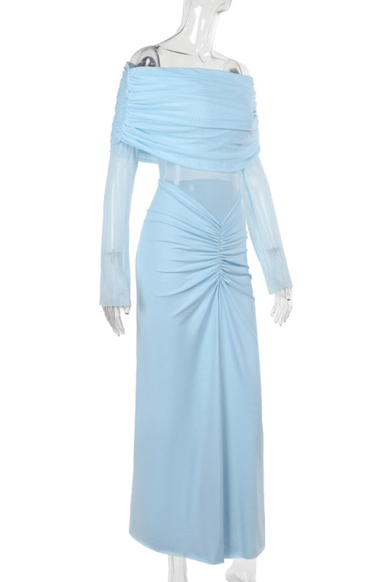 Ruched Off Shoulder One Step Skirt Dresses