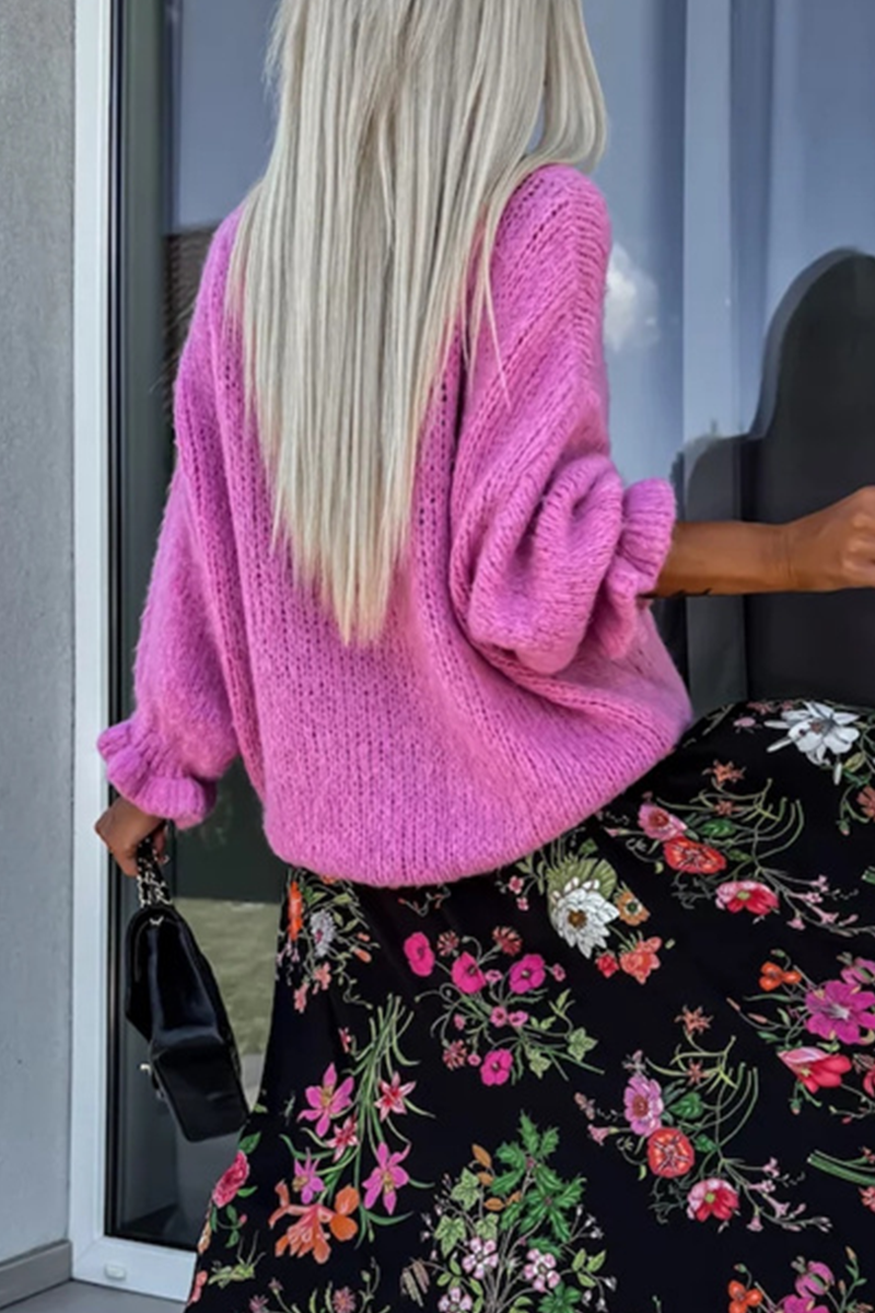 Ruffle Weave O Neck Sweaters(4 Colors)