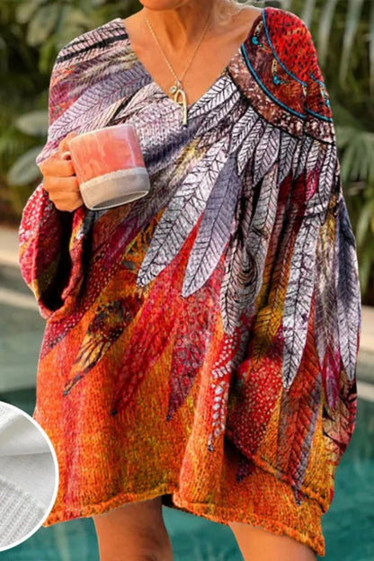 Print Basic V Neck Sweaters(5 Colors)