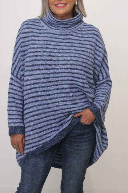 Stripe Contrast Turtleneck Sweaters(5 Colors)