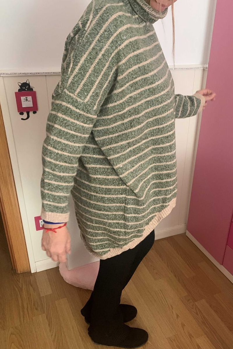 Stripe Contrast Turtleneck Sweaters(5 Colors)